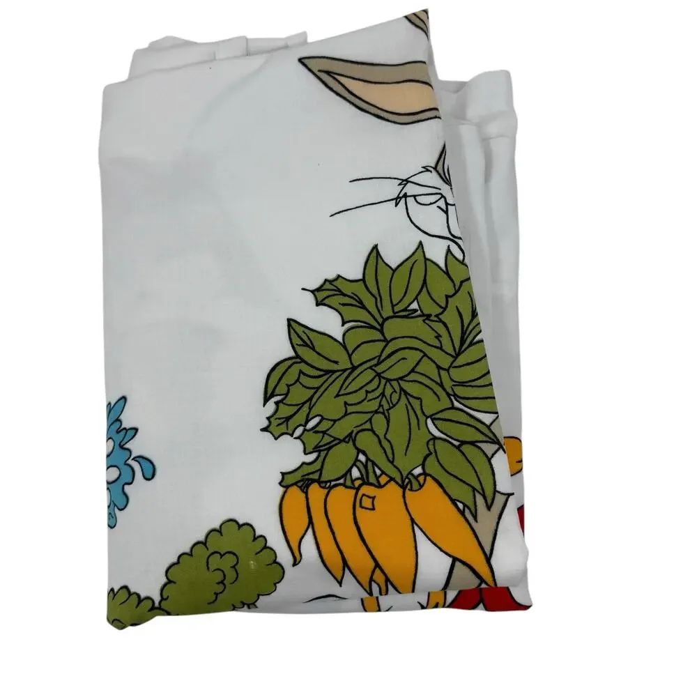 Looney Toons Vintage Burlington‎ House Gold Star White Bed Sheets Size 63 x 104
